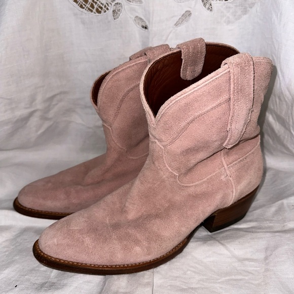 Tecovas Lucy Pink Suede Leather Boots Bootie - Picture 2 of 9